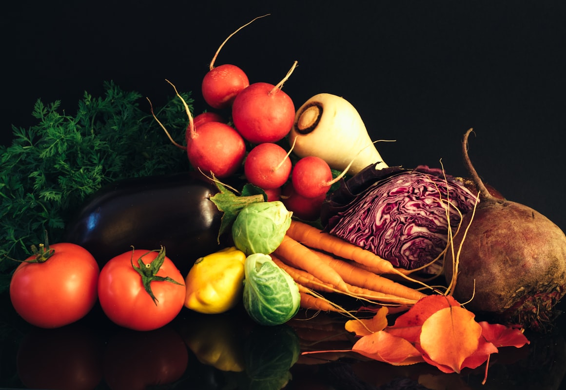 Fresh vegetables and balanced meal preparation